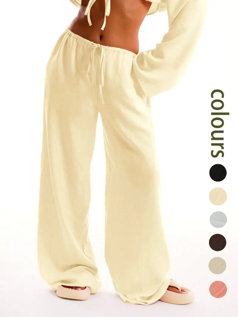 Pantalon uni avec poches pour femme