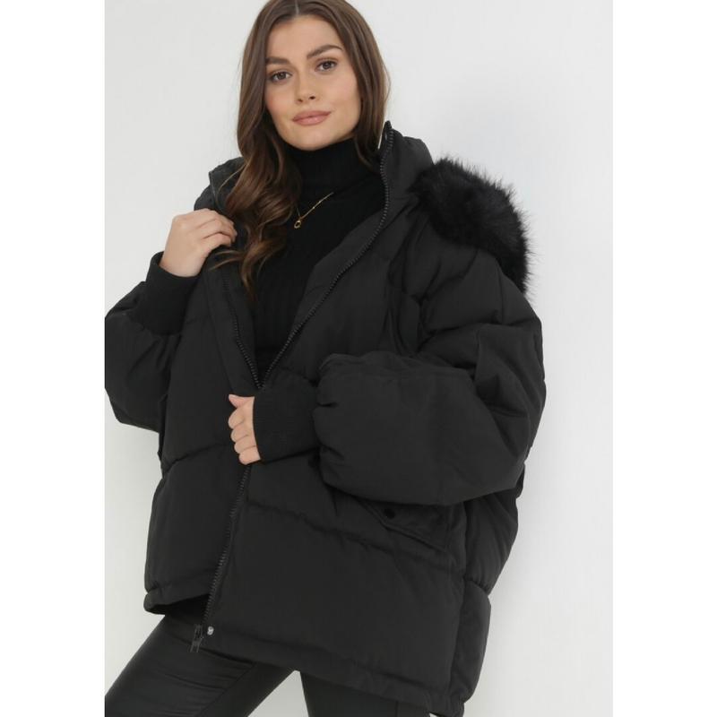 Manteau en coton thermique oversize en peluche zippé à capuche pour femme, vêtements d'automne et d'hiver pour femme, veste élégante à manches longues avec poches à rabat et fermeture éclair