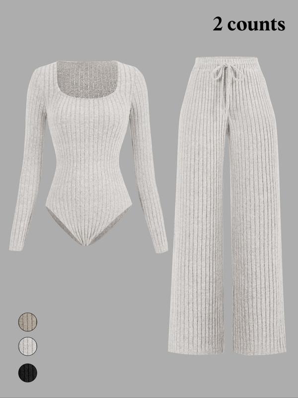 Ensemble salopette en molleton côtelé de couleur unie coupe slim pour femme, pantalon large, tissu confortable et tendance pour le quotidien