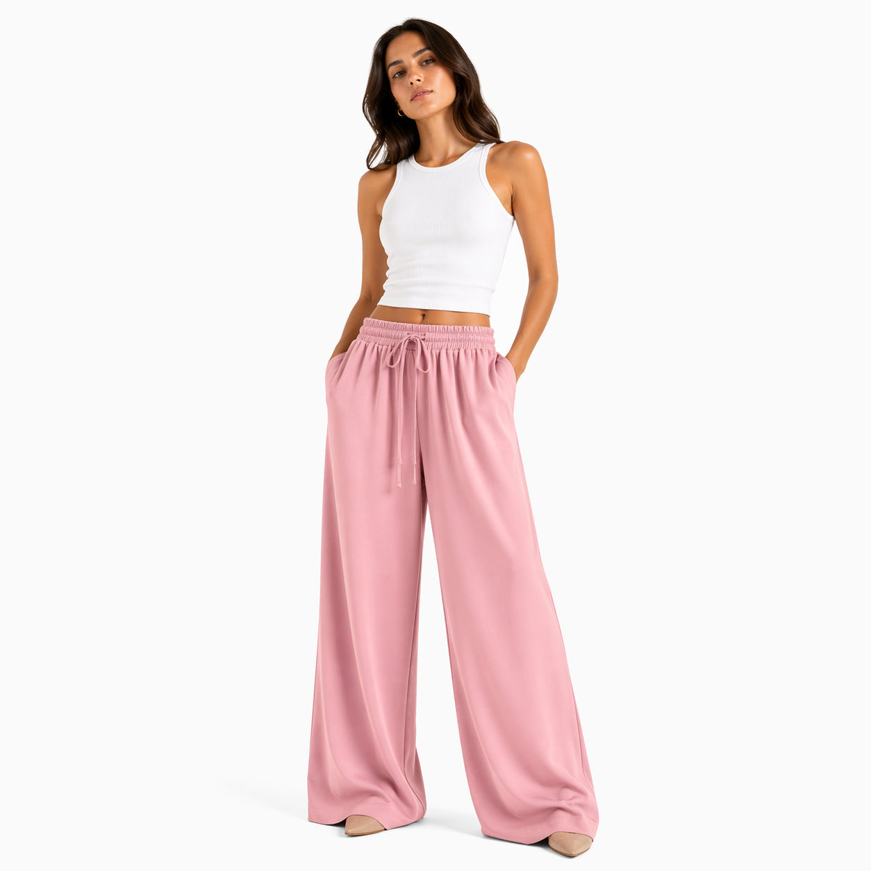 Fluid palazzo trousers – Elegant wide cut, elasticated waist