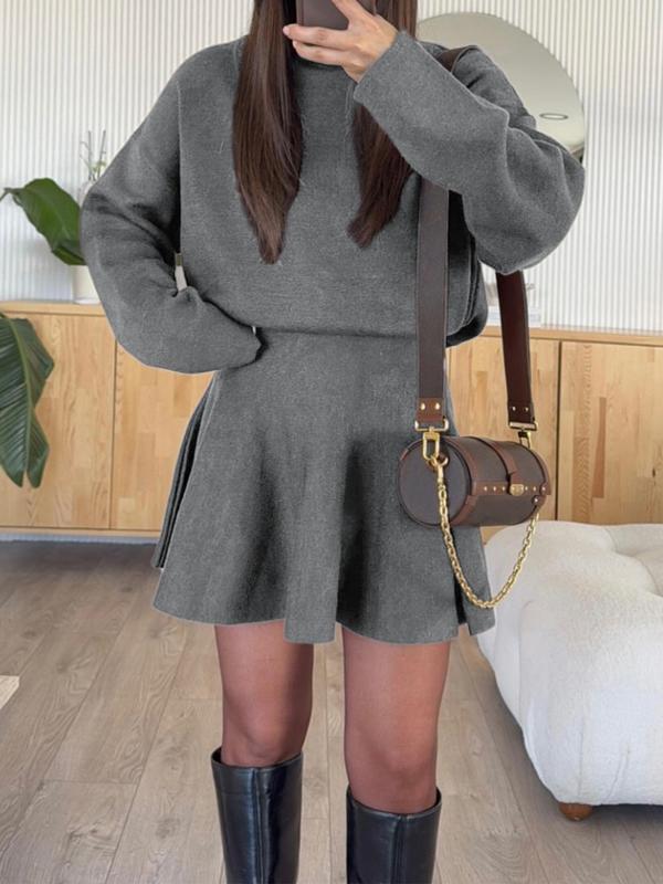 Robe pull décontractée à col mi-montant et manches longues pour femme, robe pull ample de couleur unie, mode automne et hiver