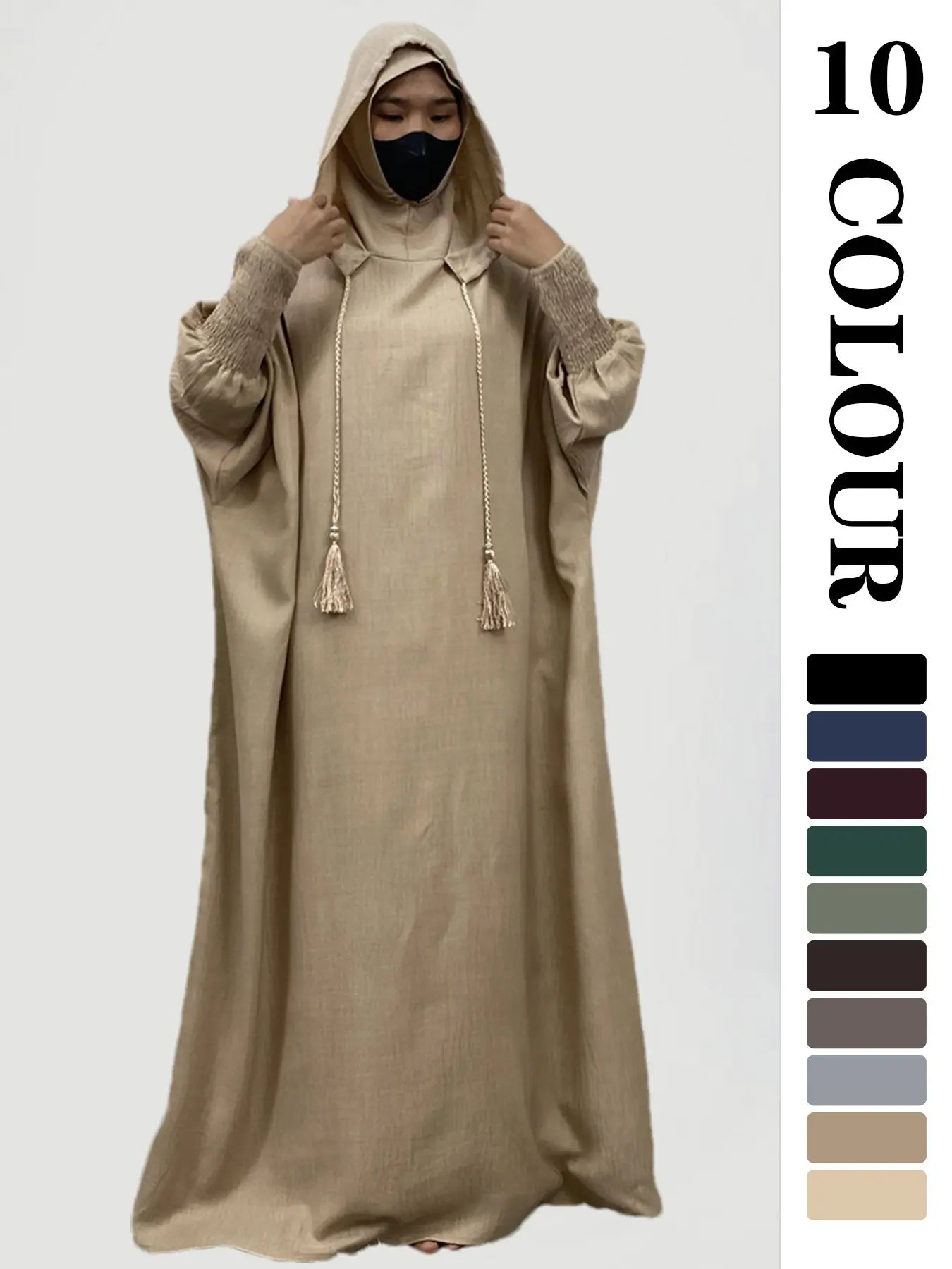 Robe unie à capuche pour femme, robe décontractée à manches longues pour l'automne et l'hiver, vêtements islamiques pour femme à porter au quotidien, vêtements modestes musulmans