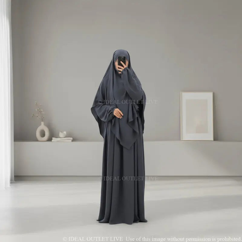 Prayer Set, 2-Piece Abaya Khimar in Jazz Fabric, Modest and Practical