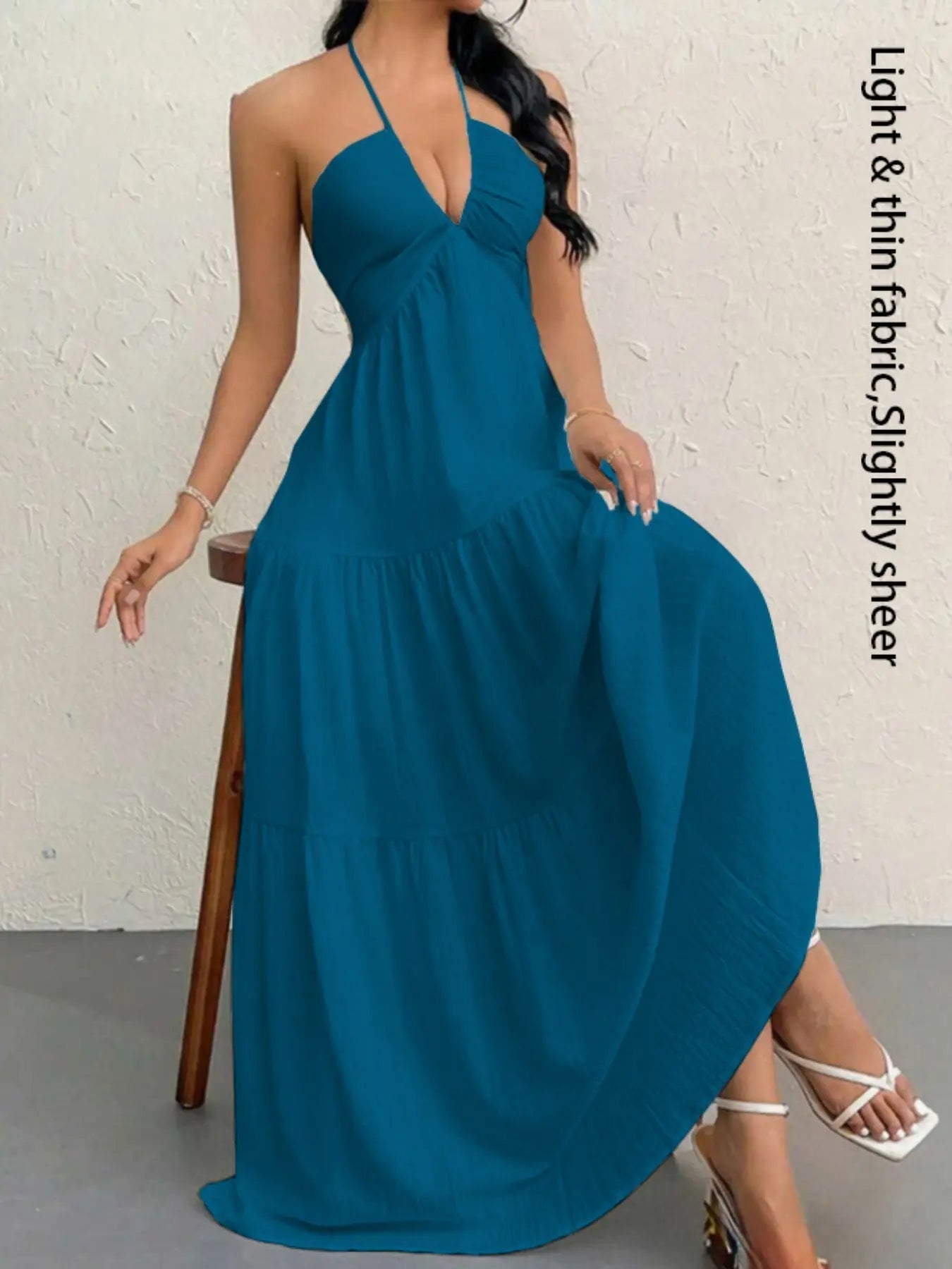Robe unie pour femme, vêtements d'été pour femme, robe décontractée sans manches et dos nu pour les vacances à la plage, vêtements d'été pour femme