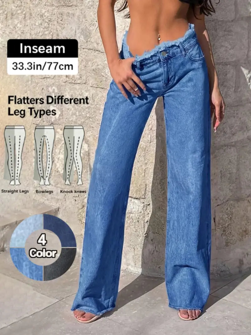 Jean ample taille haute pour femme