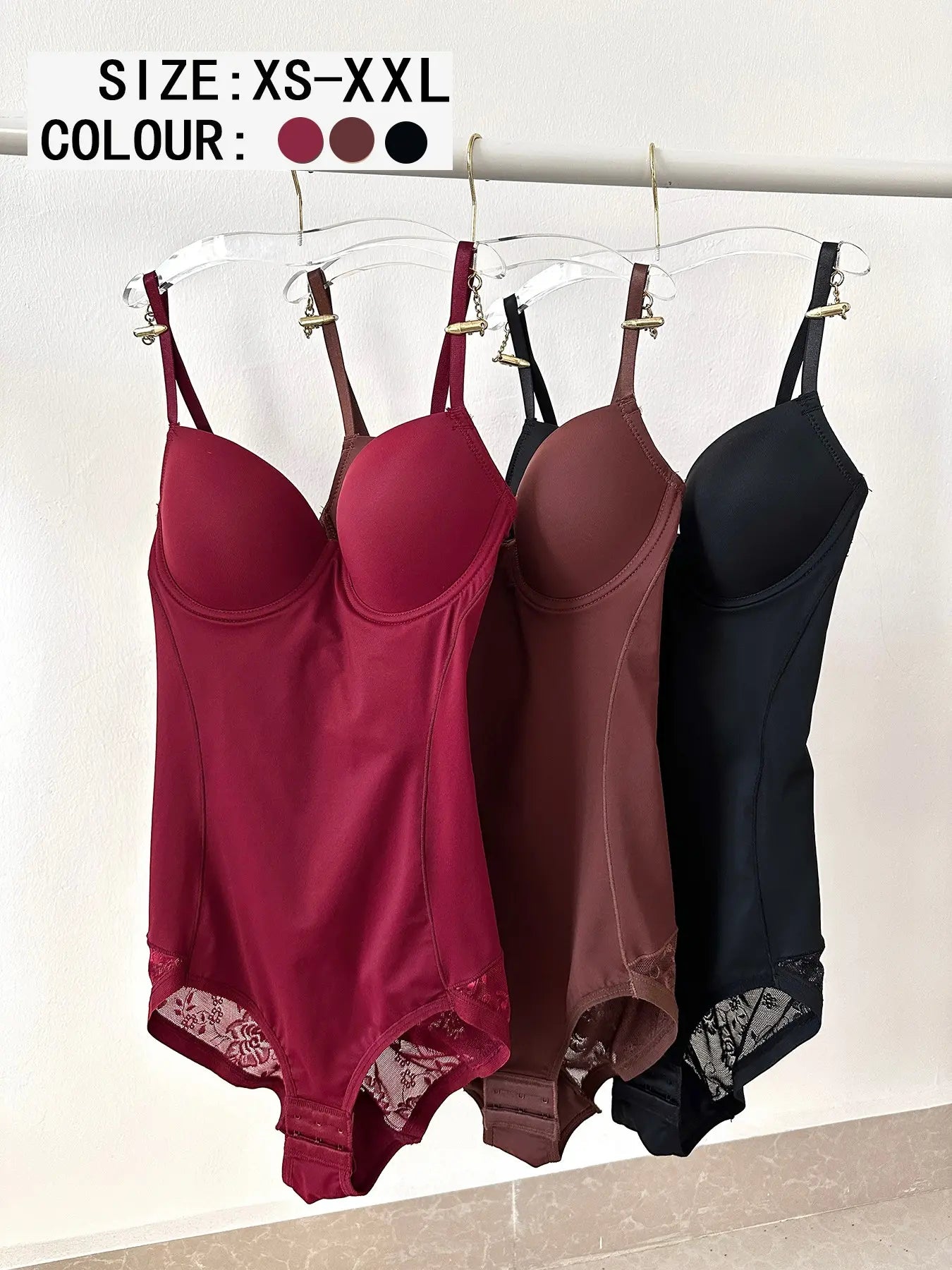 Ensemble Bodysuit Amincissant Froncé Patchwork Décolleté en V Profond pour Femme XS-XXL, Sous-vêtements & Lingerie Décontractés Toutes Saisons, Conception en Dentelle Contrastante