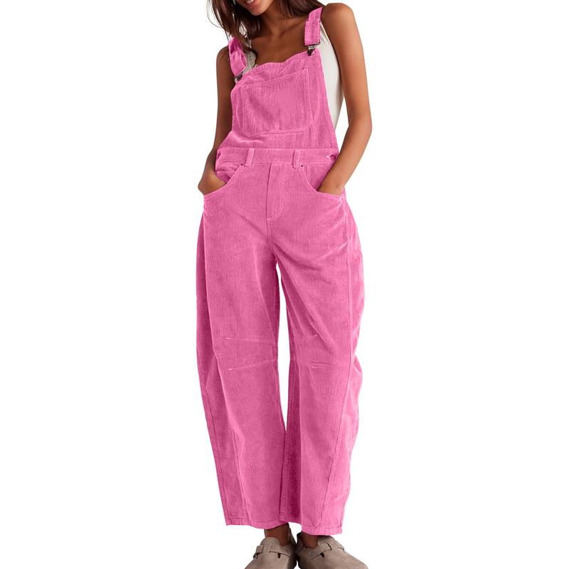 Salopette en velours côtelé pour femmes, pantalon large à bretelles en velours côtelé, combinaison ample réglable avec poches