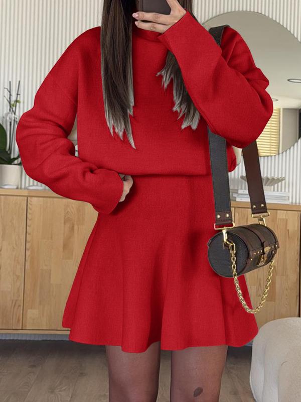Robe pull décontractée à col mi-montant et manches longues pour femme, robe pull ample de couleur unie, mode automne et hiver
