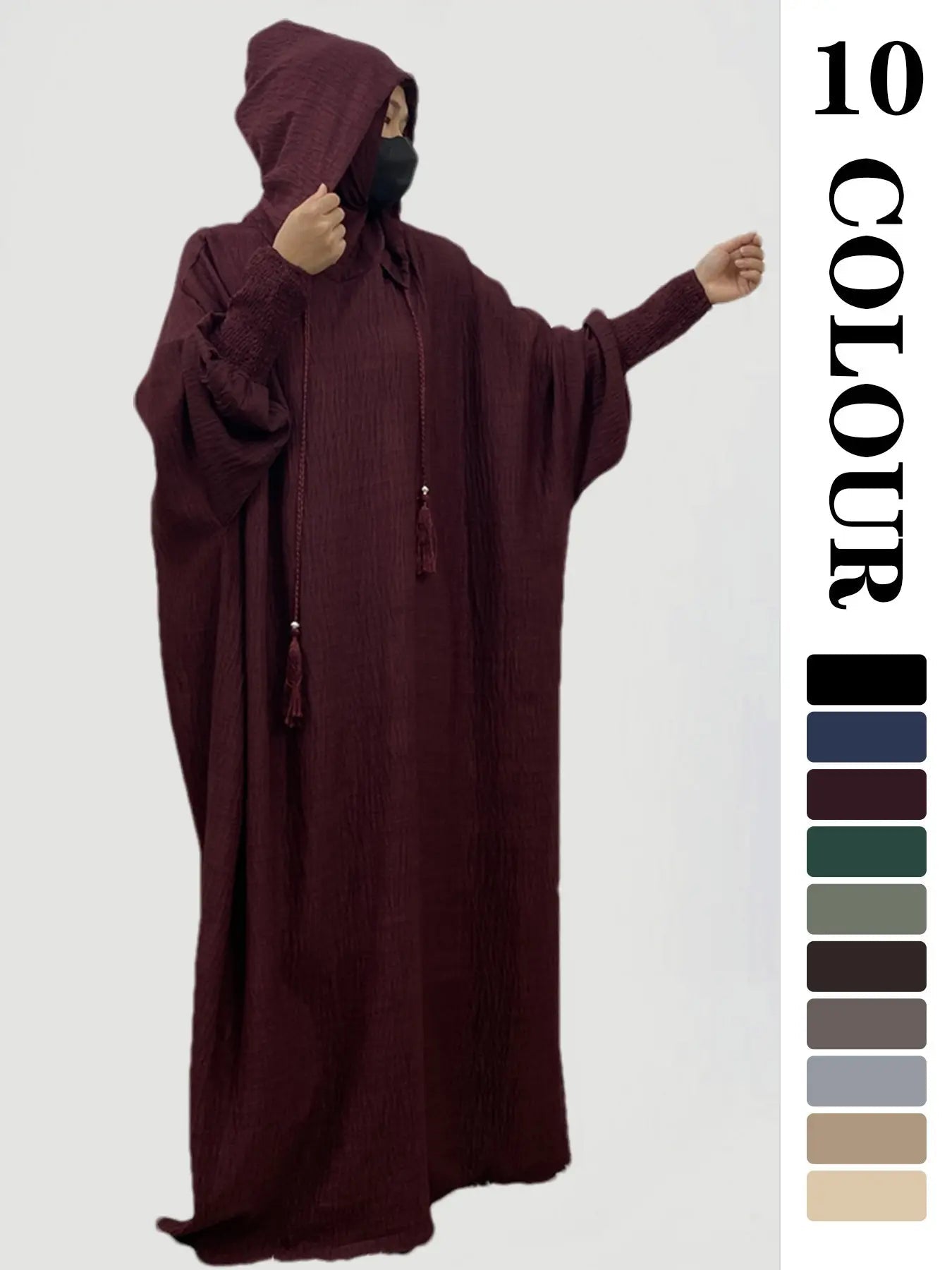 Robe unie à capuche pour femme, robe décontractée à manches longues pour l'automne et l'hiver, vêtements islamiques pour femme à porter au quotidien, vêtements modestes musulmans