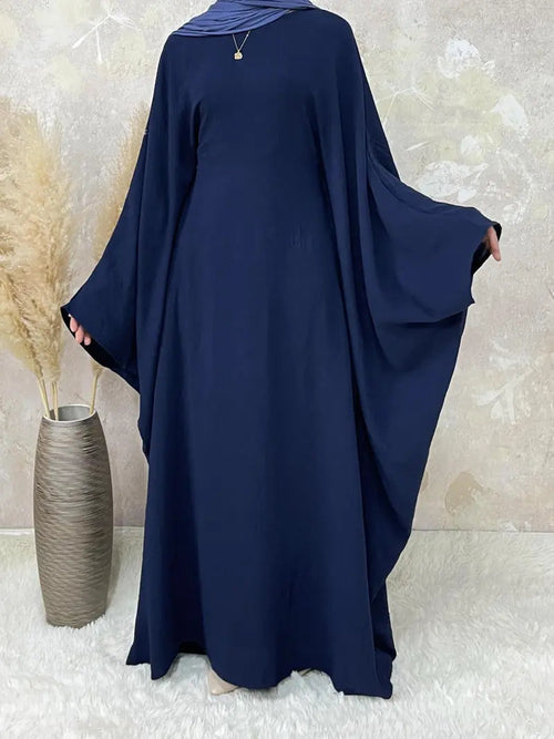 [Plus Size] Women's Solid Color Abaya, Modest Round Neck Long Sleeve Dress for Daily Wear, Ladies Islamic Clothing for All Seasons