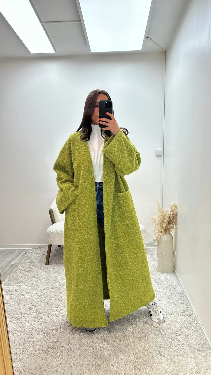 Manteau oversize coupe droite avec deux poches pour femme