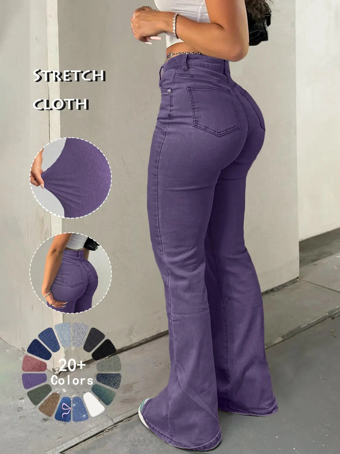 Jean Y2K évasé taille haute pour femme, Jean décontracté en denim avec poches à boutons, Bas pour femme pour le quotidien, Jean 000, Jean femme à la mode et polyvalent, Convient pour le printemps, l'été, l'automne et l'hiver