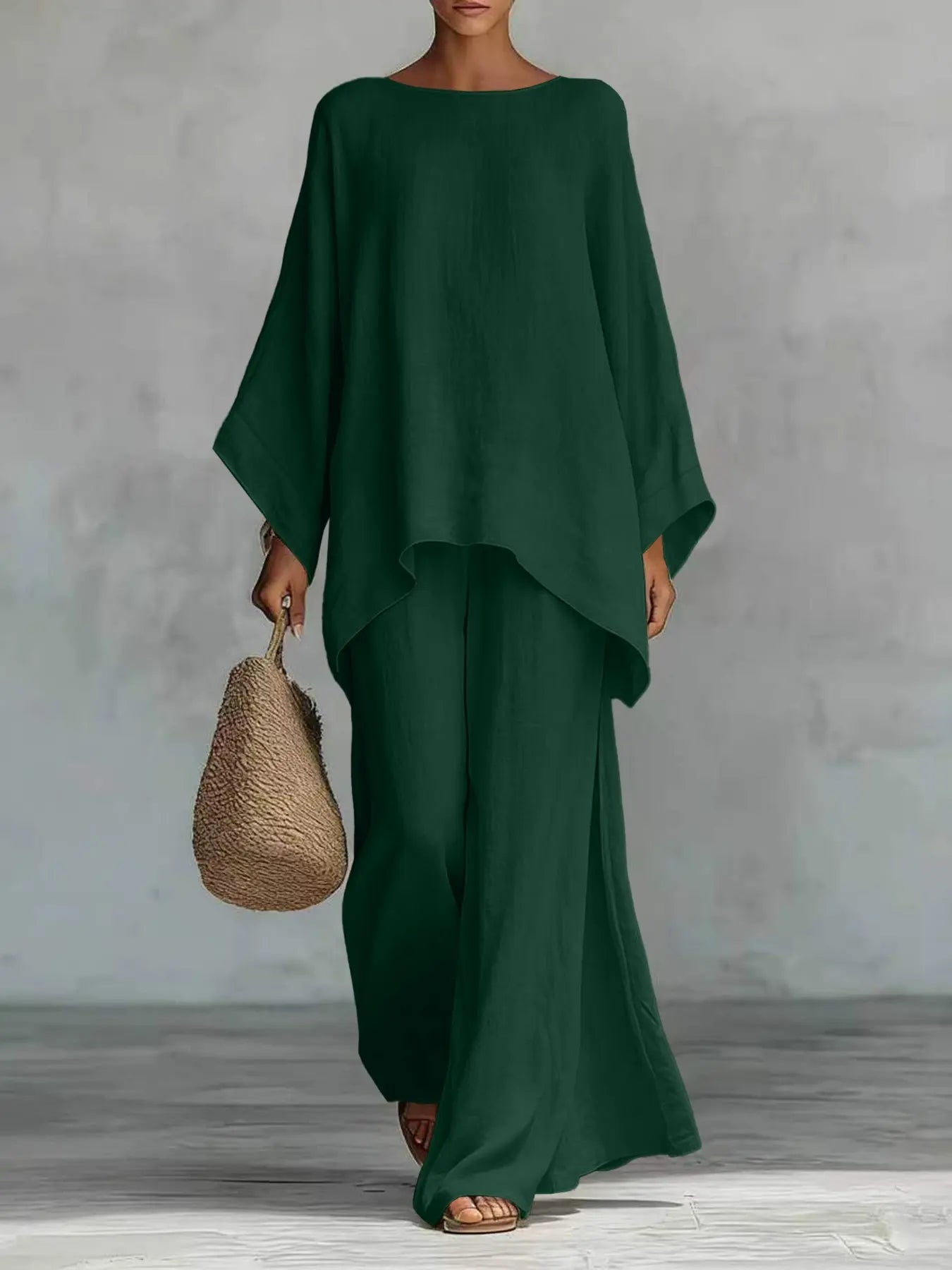 Nouvel ensemble femme : chemise ample et pantalon large