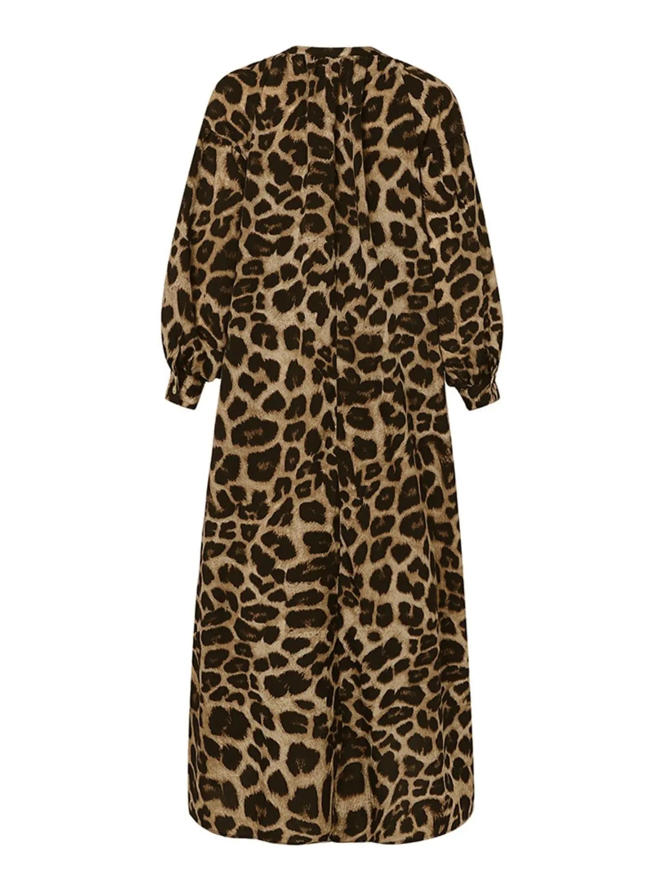 Women's Casual Boho All-Over Leopard Print Dress, Street Long Dress for Vacation Wear, Ladies Clothes for Daily Wear