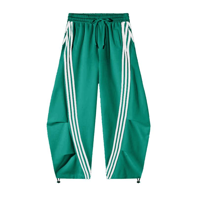 Pantalon de survêtement large et ample rayé pour femme, coupe décontractée, avec taille élastique et poches latérales pour vêtements de sport