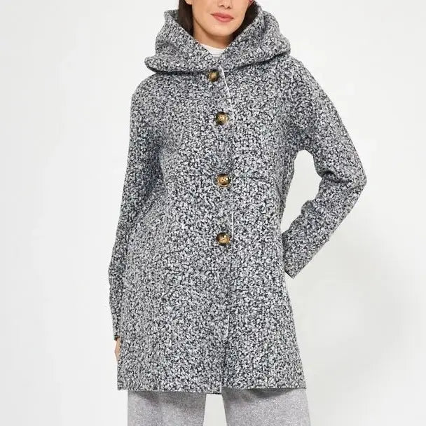 Manteau à capuche boutonnable pour femme automne/hiver, élégant et polyvalent, adapté à diverses occasions.