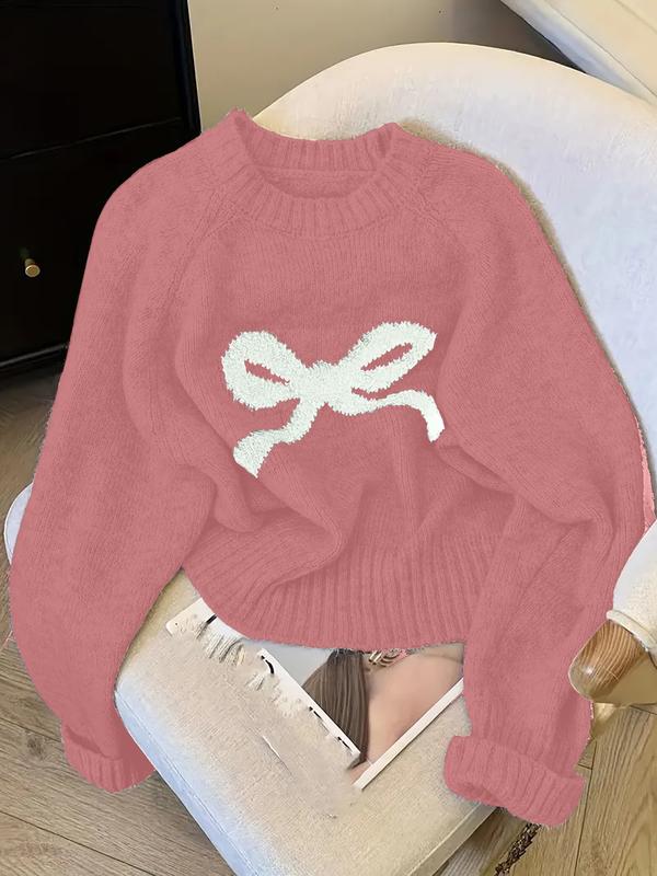 Pull en maille élégant avec nœud pour femme, mode douce automne-hiver, haut pull décontracté épais, design unique, vêtement d'extérieur polyvalent