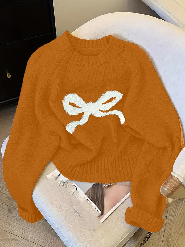 Pull en maille élégant avec nœud pour femme, mode douce automne-hiver, haut pull décontracté épais, design unique, vêtement d'extérieur polyvalent