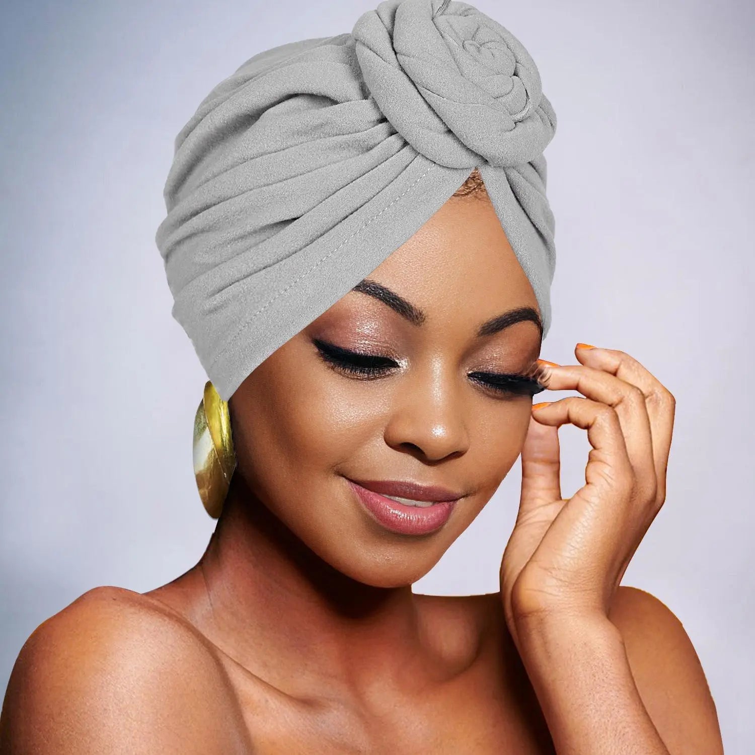 Chapeau turban élégant de couleur unie avec fleur pour femme, foulard décontracté et tendance, accessoires de mode pour un usage quotidien