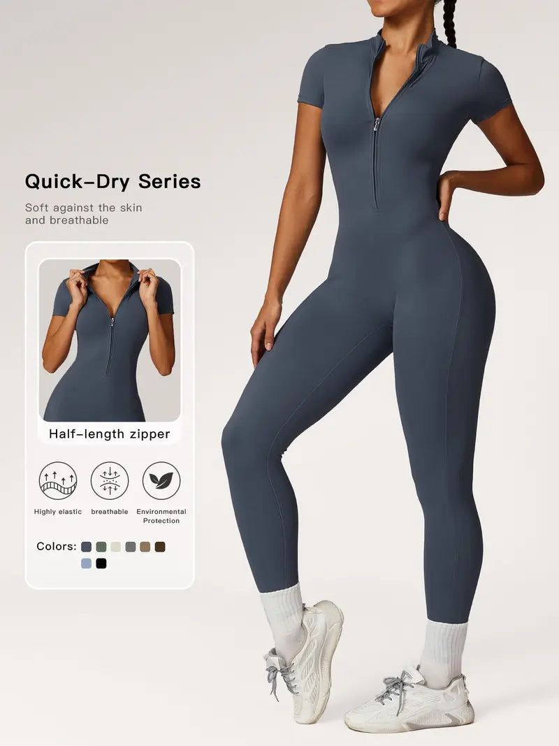 Combinaison de sport pour femme, col montant, fermeture éclair robuste