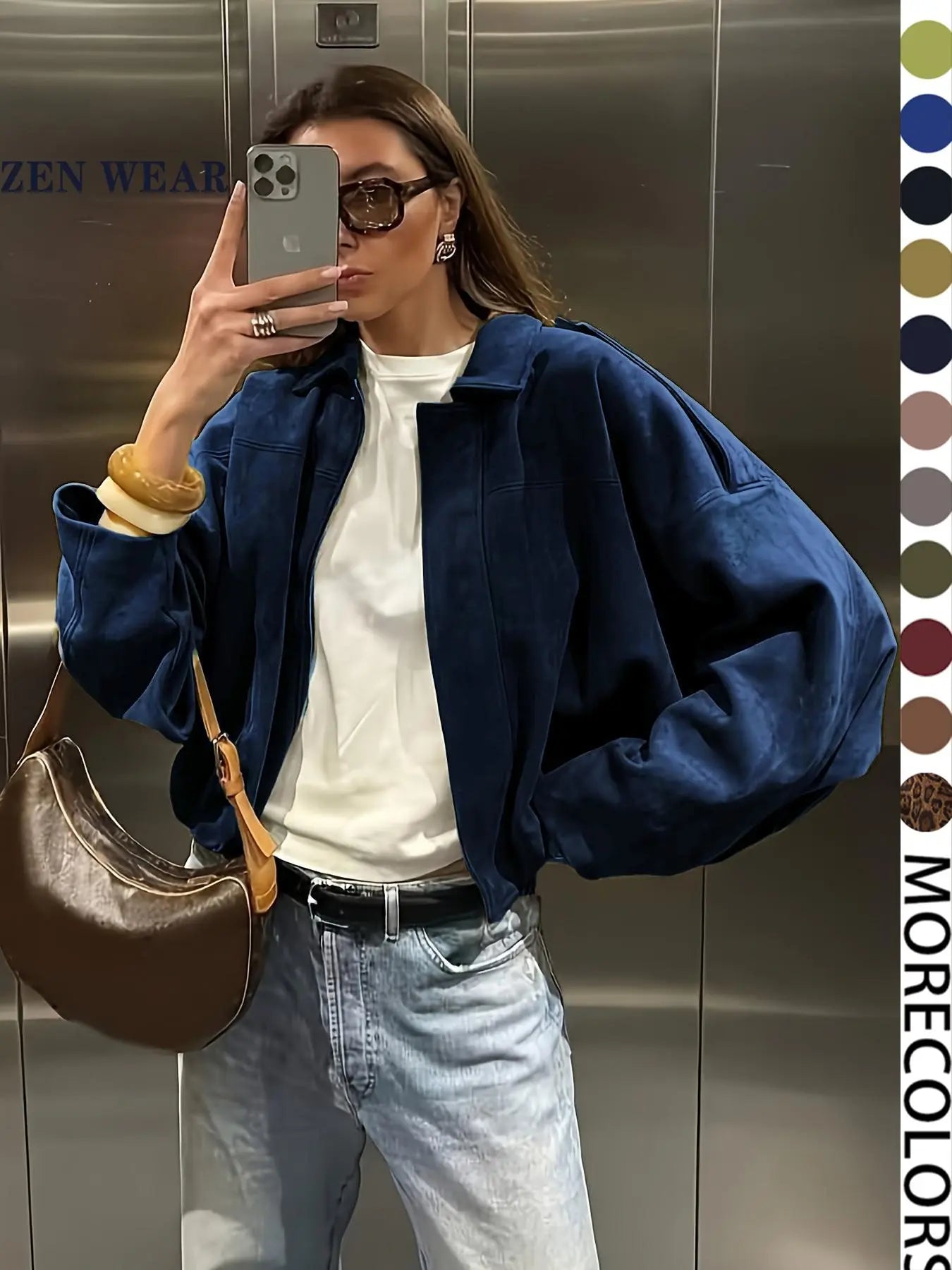 Veste aviateur femme, Nouveautés manteaux et vestes, Veste zippée décontractée pour femme, Veste d'hiver pour femme, Veste pilote oversize coupe courte, Veste courte streetwear femme 2025, Vêtement d'extérieur