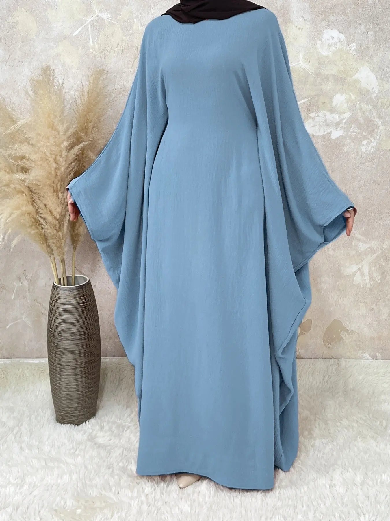 [Grandes Tailles] Abaya unie pour femmes, robe modeste à col rond et manches longues pour le quotidien, vêtements islamiques pour femmes pour toutes les saisons