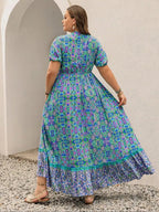 Plus Size Short-Sleeve Floral Print Dress