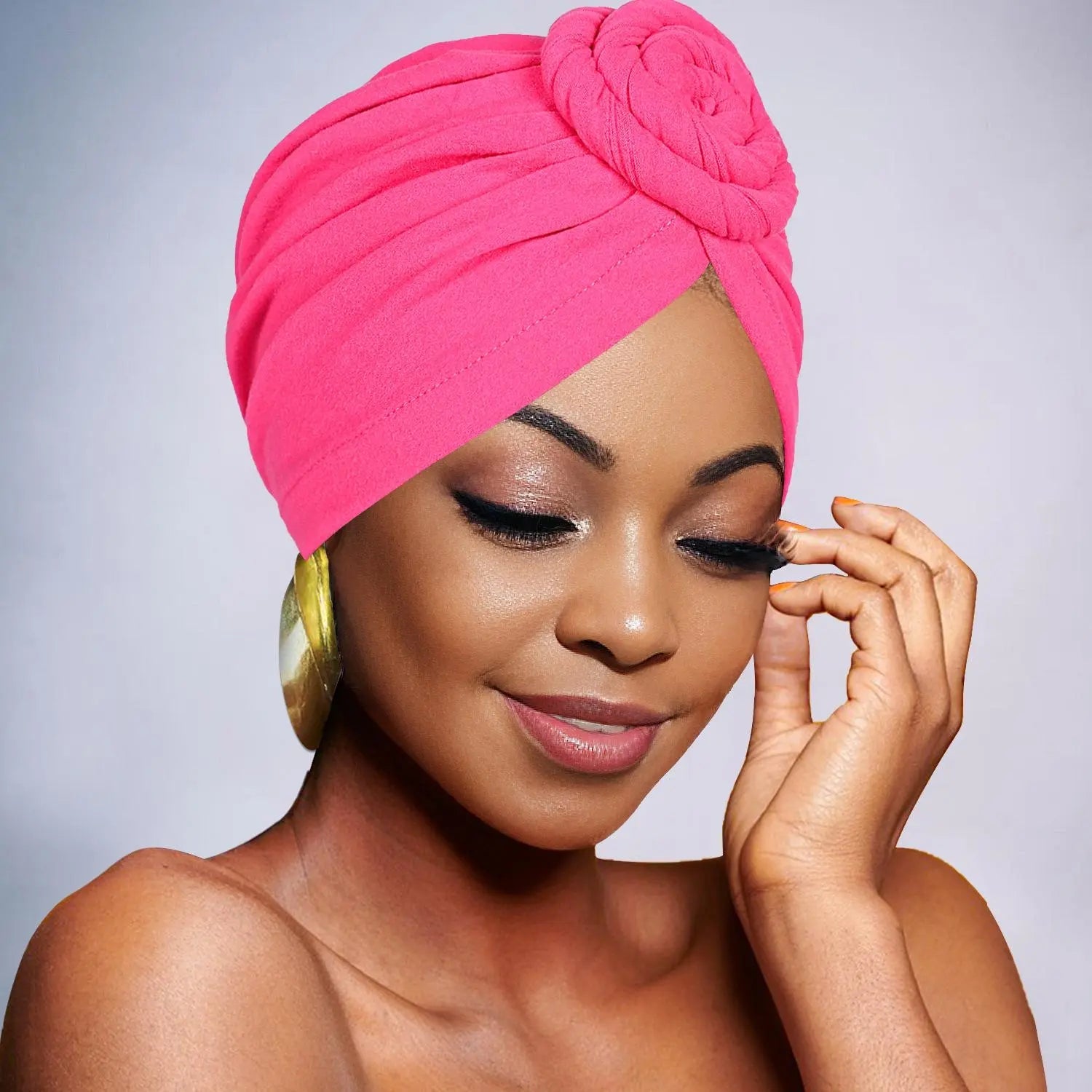 Chapeau turban élégant de couleur unie avec fleur pour femme, foulard décontracté et tendance, accessoires de mode pour un usage quotidien