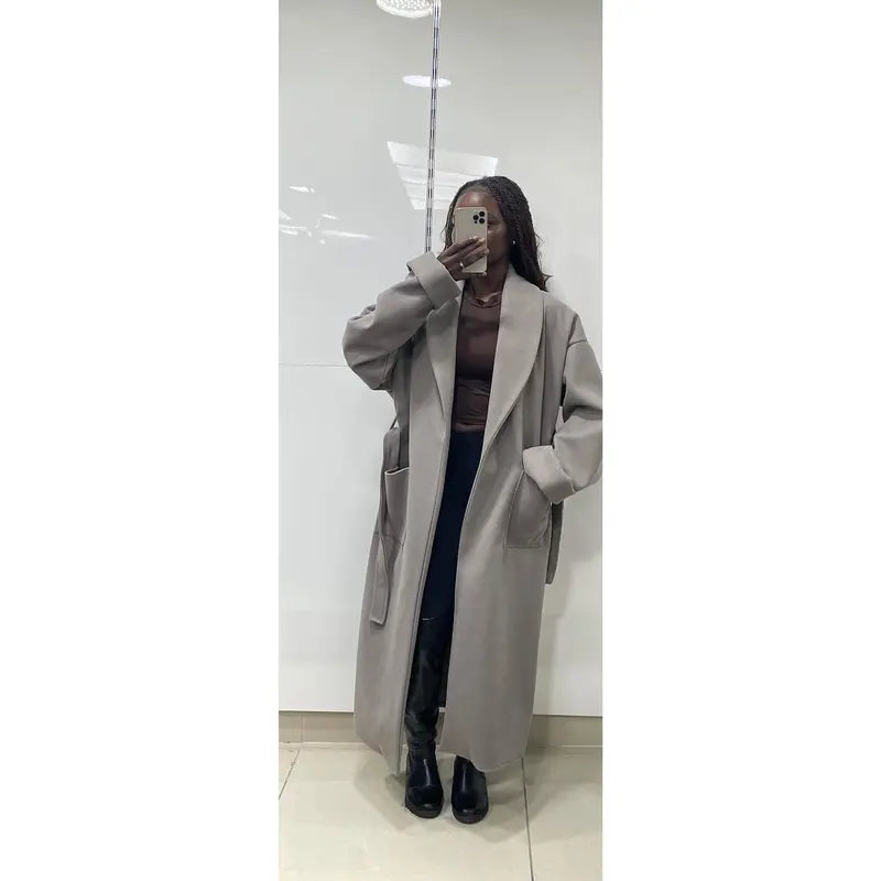Trench-coat en laine avec ceinture