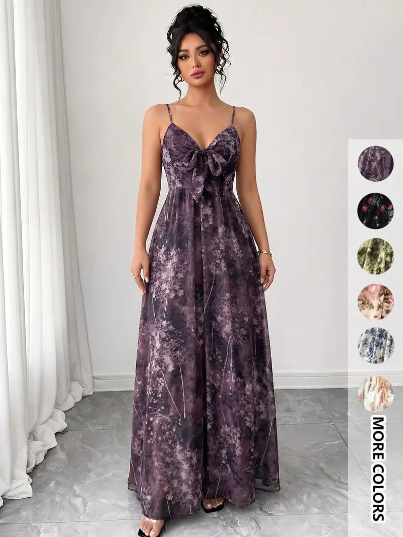 Robe camisole à imprimé floral pour femme, robe trapèze bohème décontractée pour la plage et les les vacances, robe d'été pour femme