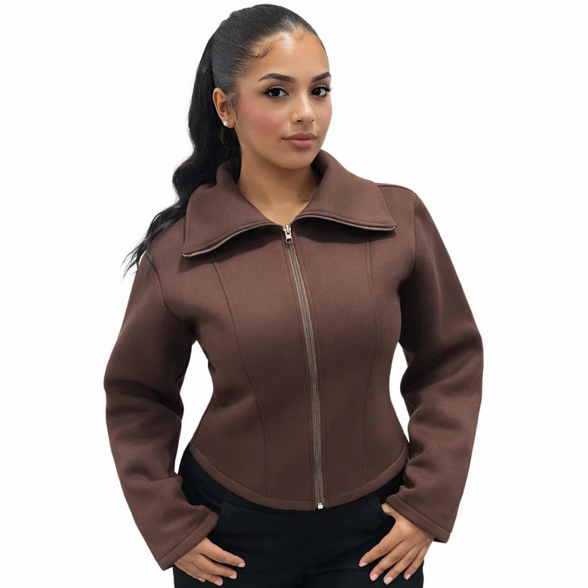 Veste Sculptante Zippée — Coupe Élégante, Confort Premium, Tissu Doux et Consistant