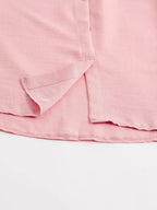 Women's Solid Button Front Shirt & Tie Front Wide Leg Pants Two-piece Set, Casual Drop Shoulder Long Sleeve Blouse Top & Trousers 2 Piece Set for Spring & Fall, Women's Clothes for Daily Wear Womenswear Suits Apricot Basic Minimalist
