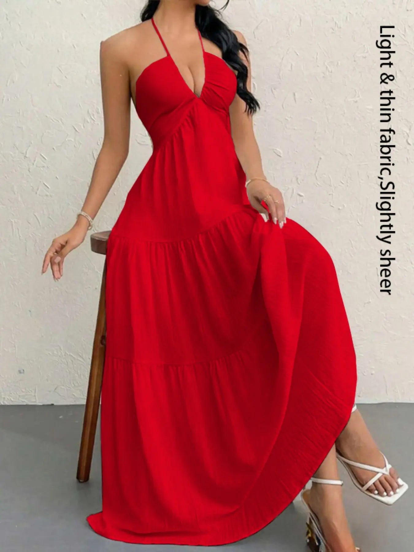 Robe unie pour femme, vêtements d'été pour femme, robe décontractée sans manches et dos nu pour les vacances à la plage, vêtements d'été pour femme