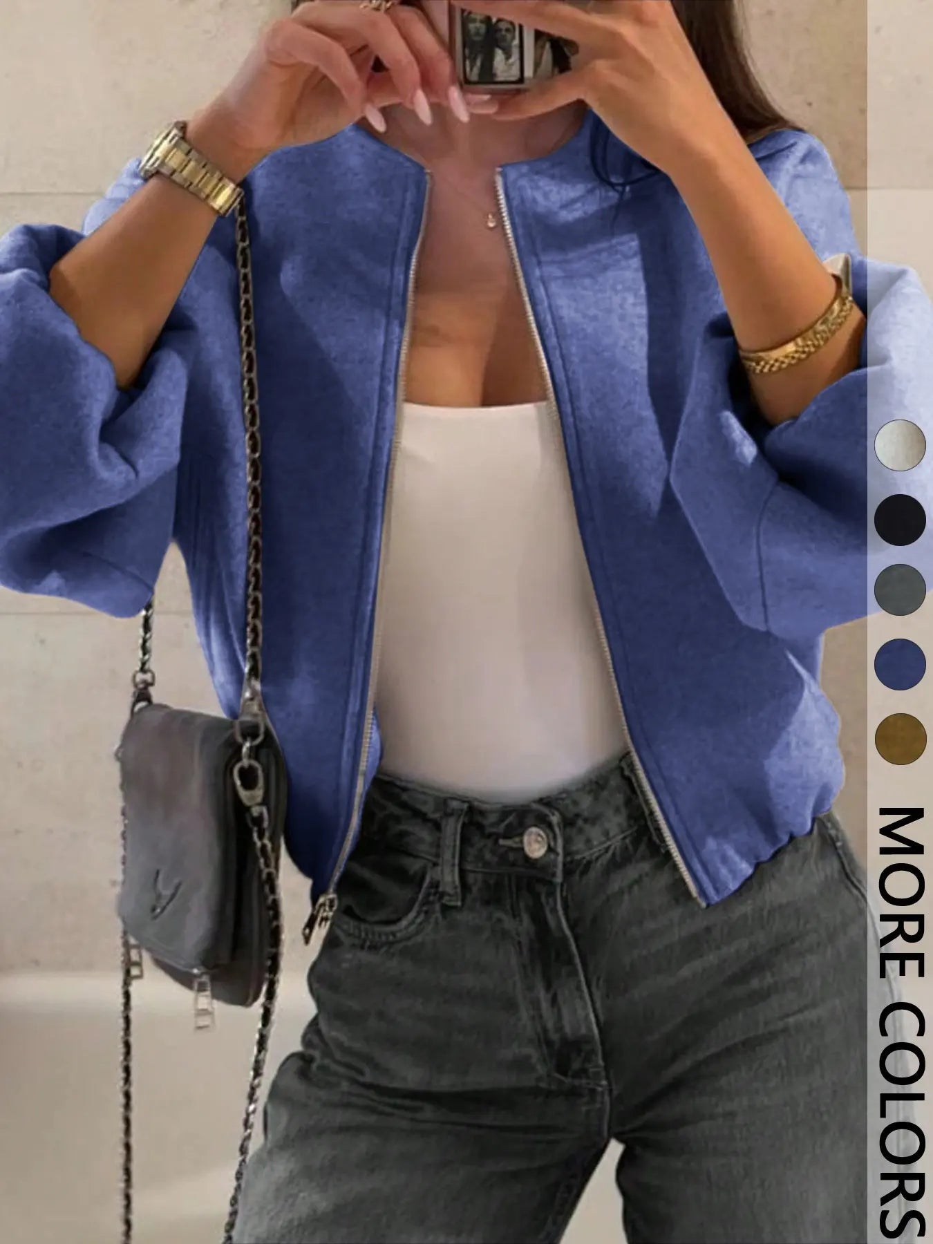 Manteau Veste Zippée Femme, Vêtement d'extérieur décontracté pour femme, Parfait pour le quotidien en automne et en hiver, Coupe ajustée, Tissé, Épaisseur de tissu modérée