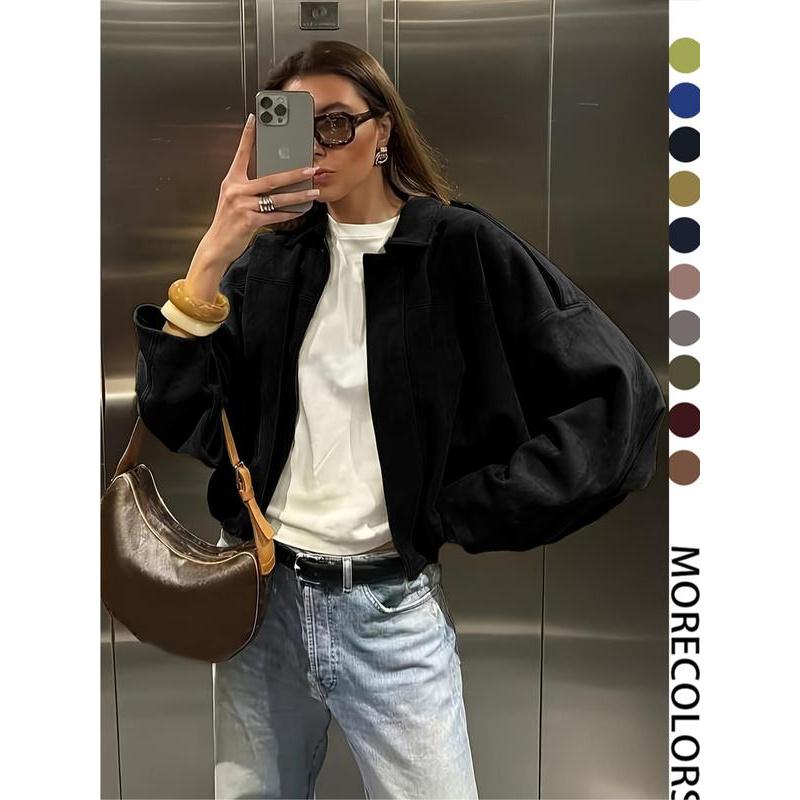 Veste aviateur femme, Nouveautés manteaux et vestes, Veste zippée décontractée pour femme, Veste d'hiver pour femme, Veste pilote oversize coupe courte, Veste courte streetwear femme 2025, Vêtement d'extérieur