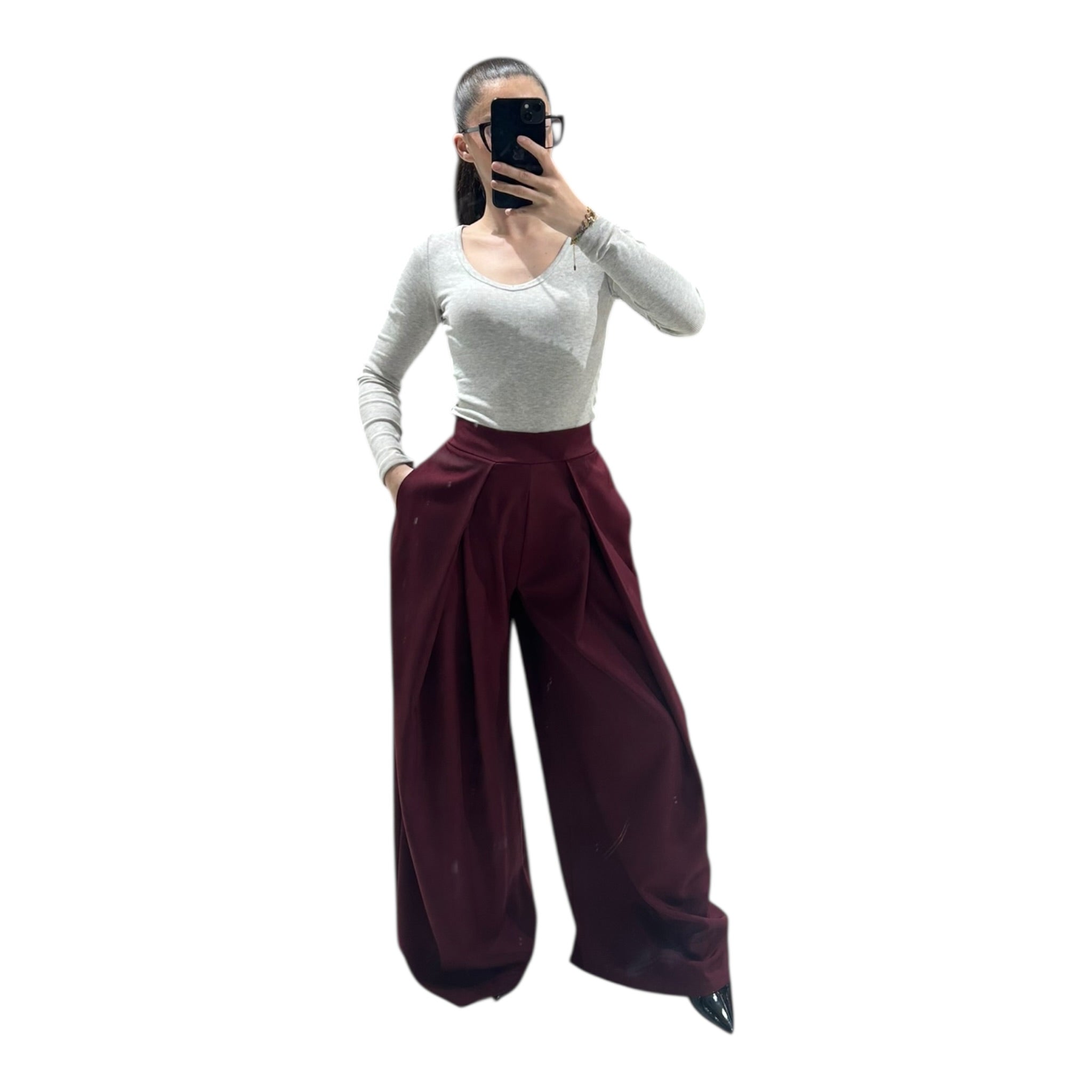 Pantalon Large Femme Taille Haute Fluide Chic Oversize Moderne