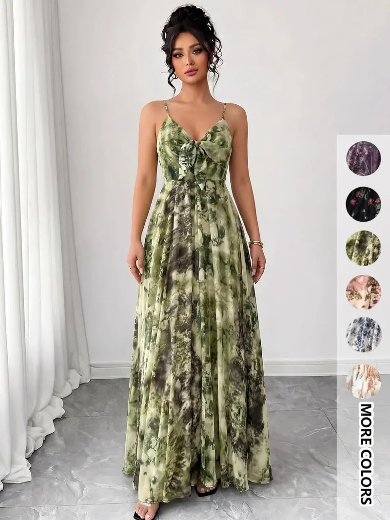 Robe camisole à imprimé floral pour femme, robe trapèze bohème décontractée pour la plage et les les vacances, robe d'été pour femme