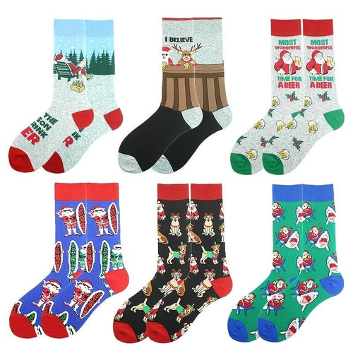 10 paires de chaussettes de Noël mignonnes et fantaisie pour femme/homme