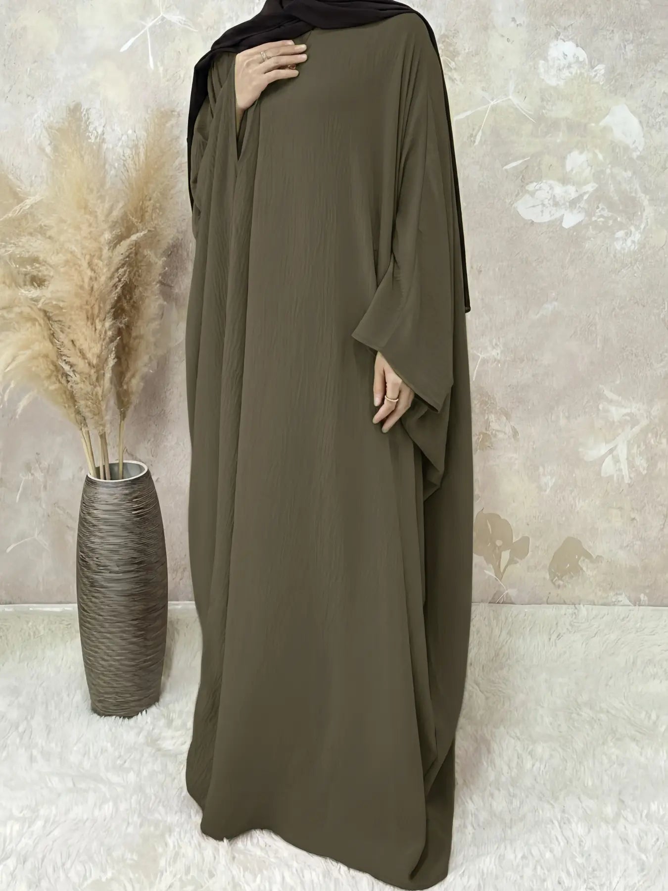 [Grandes Tailles] Abaya unie pour femmes, robe modeste à col rond et manches longues pour le quotidien, vêtements islamiques pour femmes pour toutes les saisons
