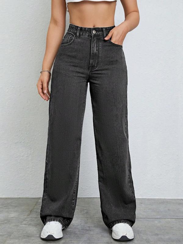 Jean droit ample femme style vintage, jean décontracté pour l'automne et l'hiver, look boyfriend classique