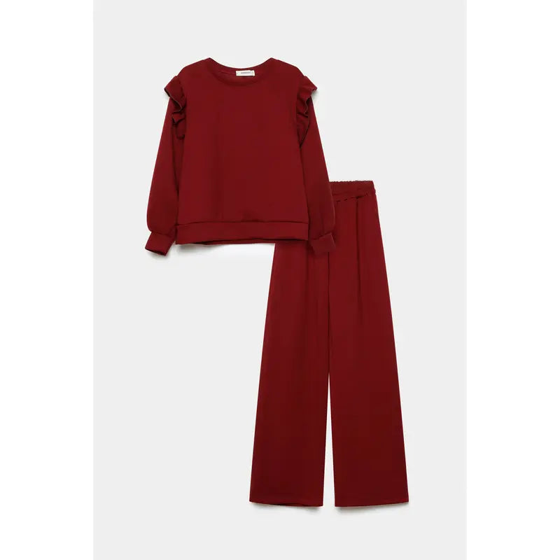 Survêtement femme avec haut et pantalon à volants