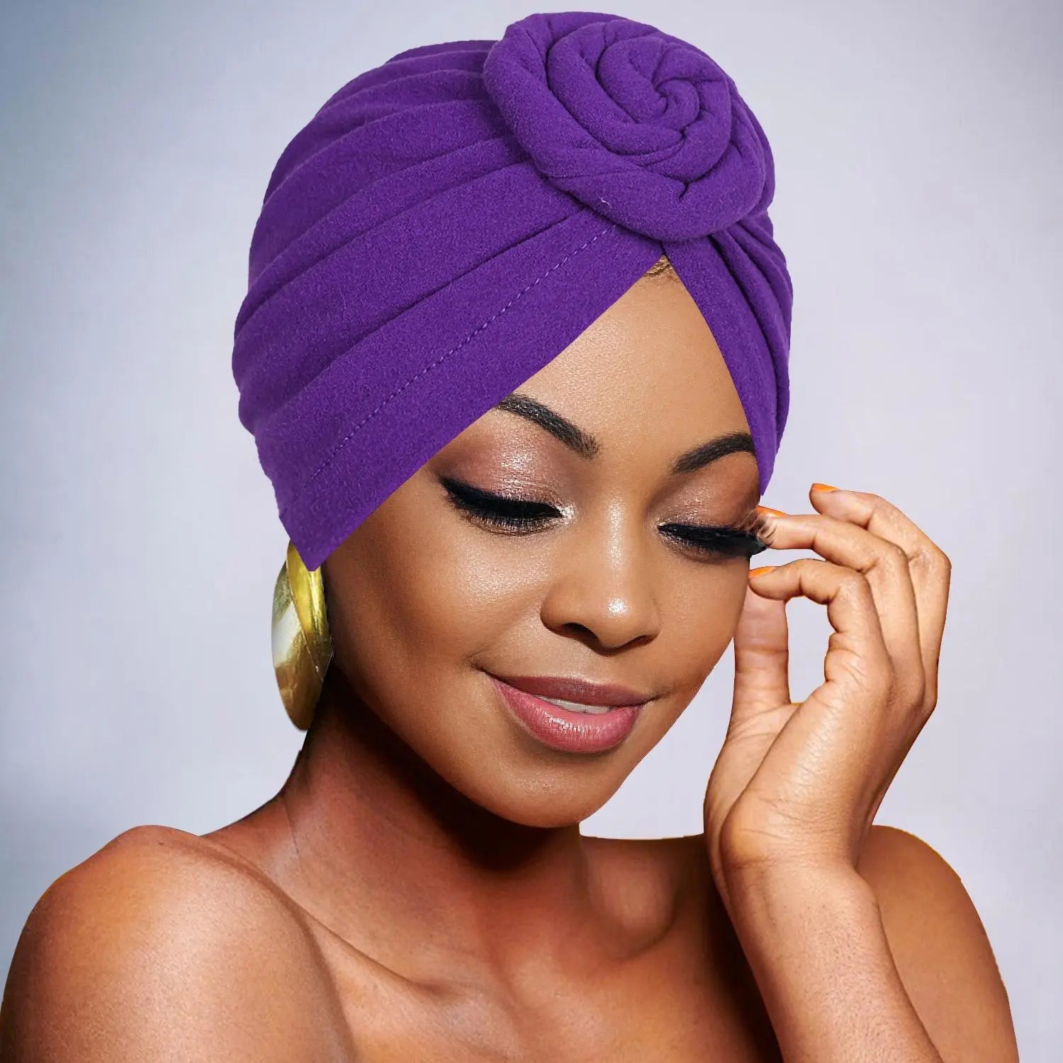 Chapeau turban élégant de couleur unie avec fleur pour femme, foulard décontracté et tendance, accessoires de mode pour un usage quotidien