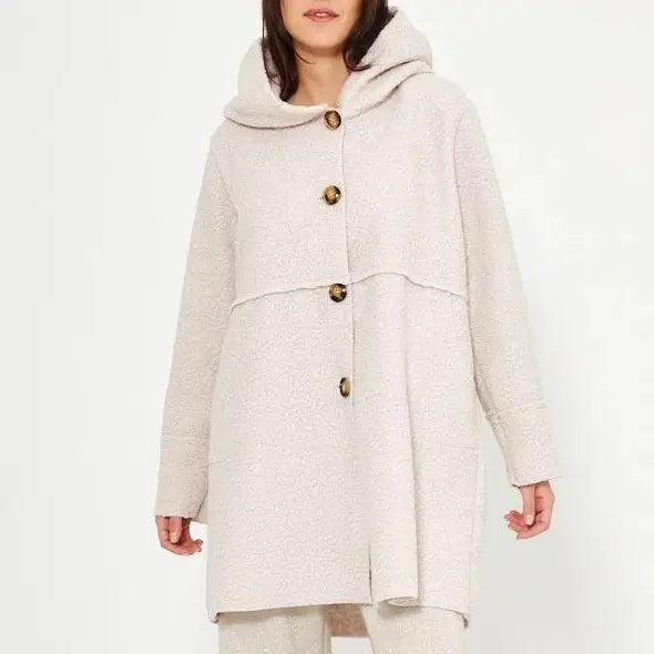 Manteau à capuche boutonnable pour femme automne/hiver, élégant et polyvalent, adapté à diverses occasions.