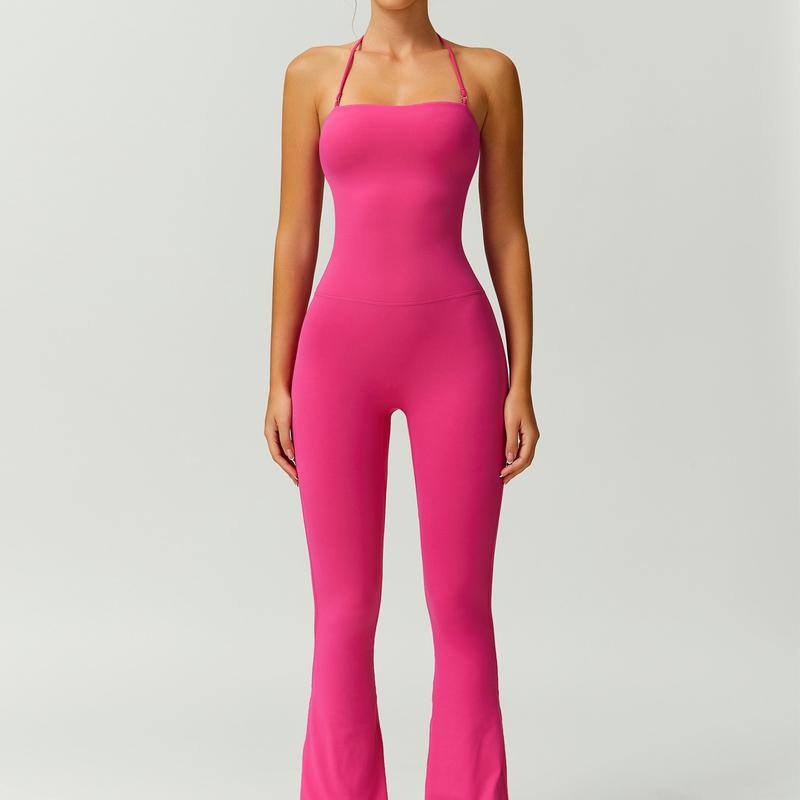 Combinaison Femme Patte d'Éléphant Dos Nu Moulante – Élégante et Confortable pour le Fitness et la Mode,Tenue Athleisure Élégante et Confortable, Rehausse les Fesses, Vêtement de Sport Taille Haute Extensible,combinaison femme