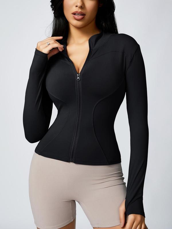 Veste de sport zippée pour femme, haut de sport ajusté à manches longues, vêtements de sport pour femme pour le printemps en intérieur