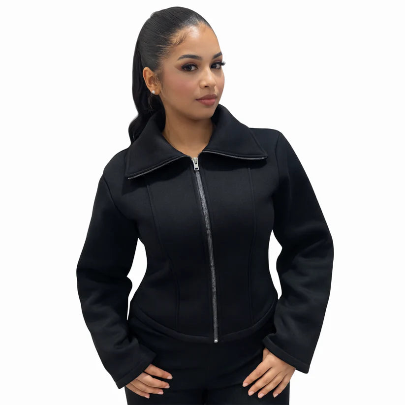 Veste Sculptante Zippée — Coupe Élégante, Confort Premium, Tissu Doux et Consistant