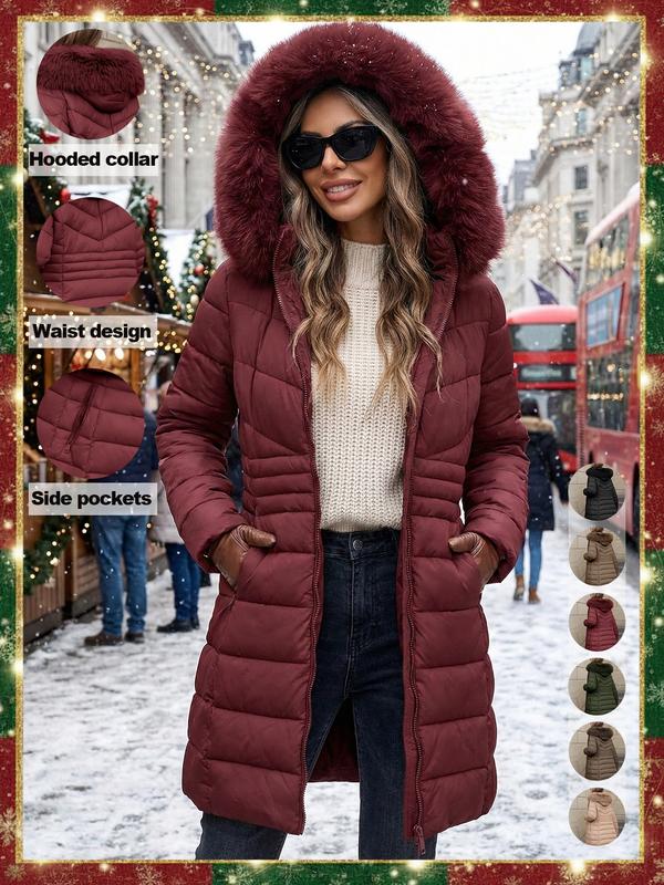 Veste imperméable décontractée en coton à capuche pour femme, doudoune légère avec poches, coupe ample en tissu épais pour l'automne et l'hiver