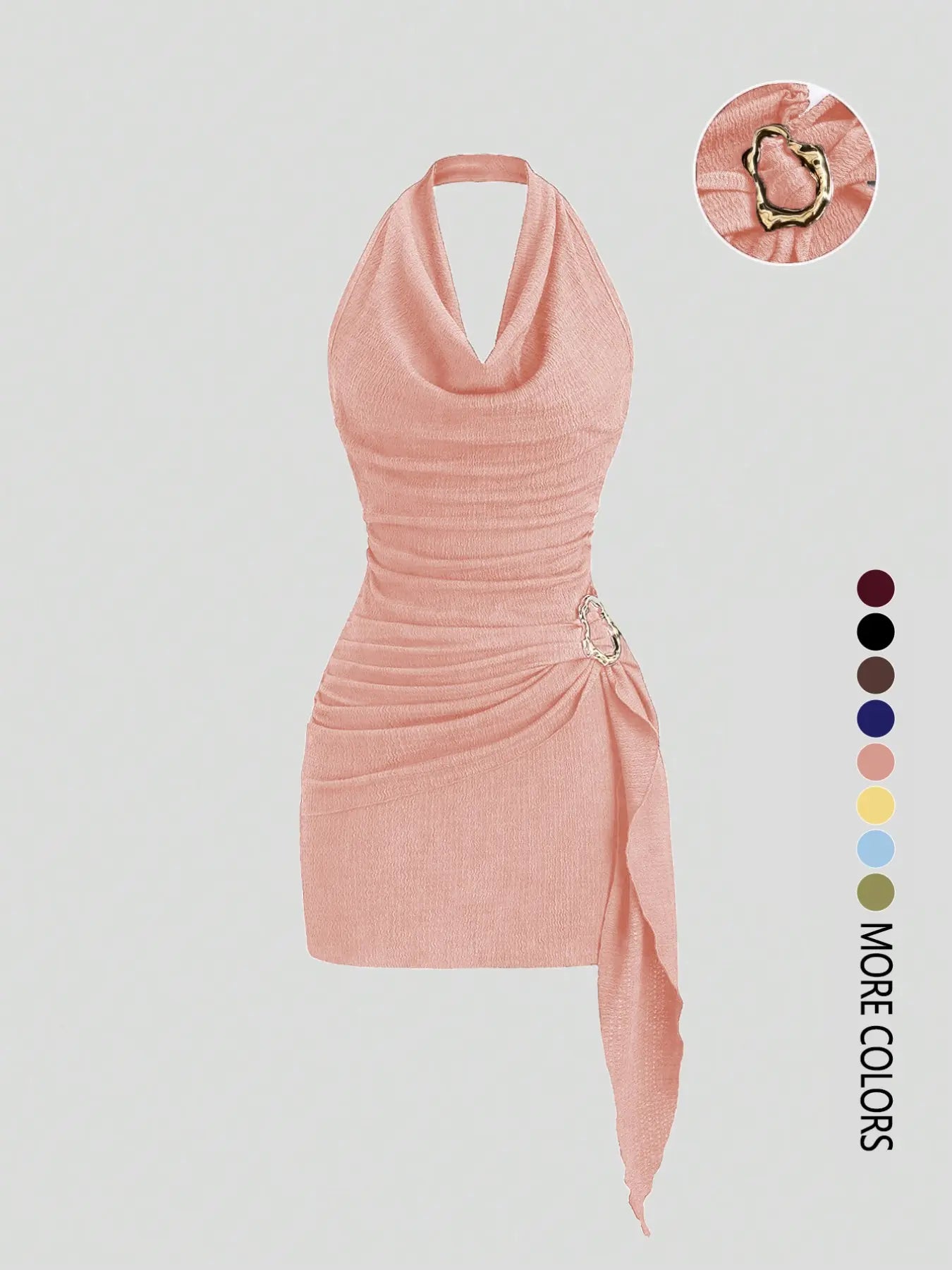 Robe Halter plissée unie pour femme