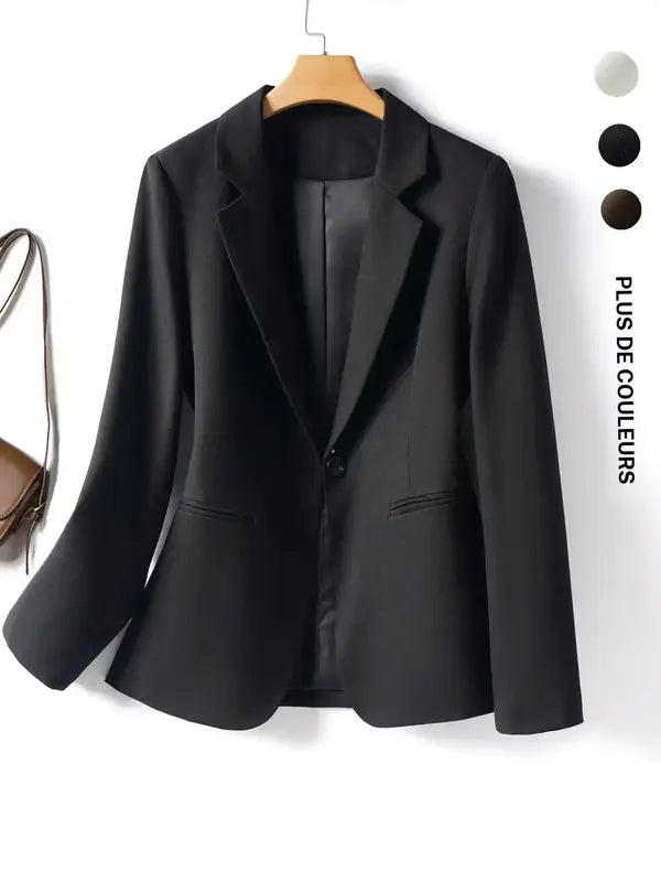 Veste blazer élégante à un bouton pour femme, manteau à manches longues et coupe ajustée pour le bureau, vêtement d'extérieur mode automne et hiver