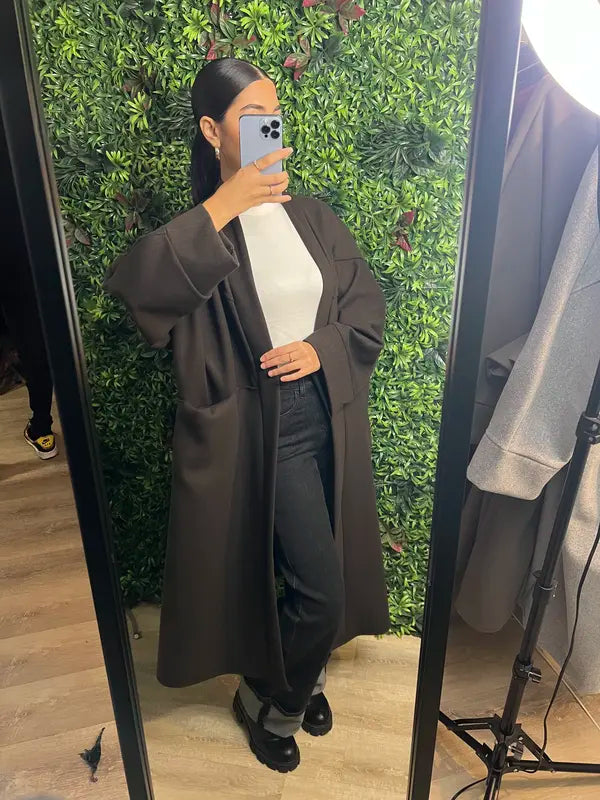 Trench-coat long pour femme, veste à manches longues style décontracté original
